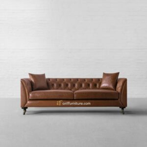 Kursi Sofa Tamu Terbaru Brown Leather Oscar