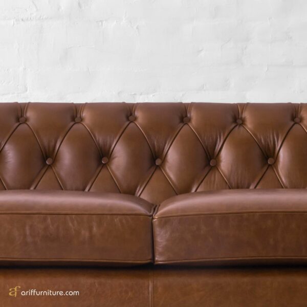 Sofa Tamu Terbaru Brown Leather Oscar