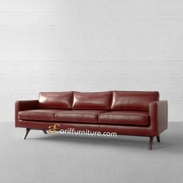 Vintage Leather Sofa Minimallis 3 Seater Jati